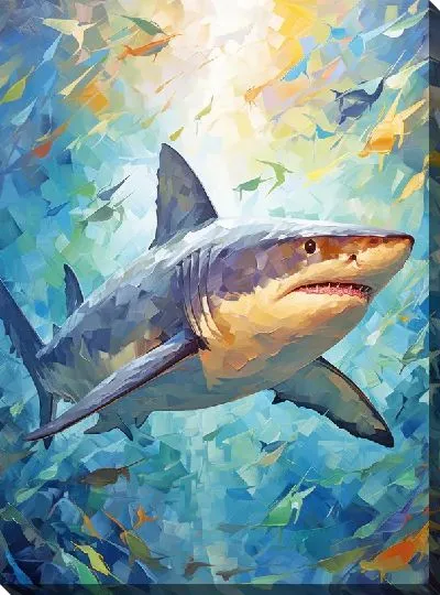Картина маслом Акула в стиле арт №21