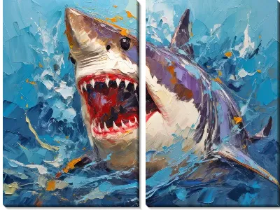 Модульная картина Акула в стиле арт №22