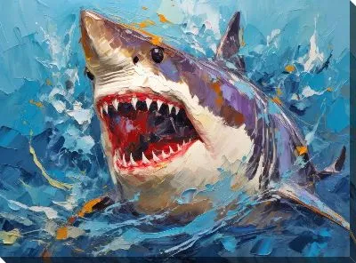 Картина маслом Акула в стиле арт №22