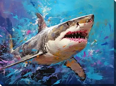 Картина маслом Акула в стиле арт №221