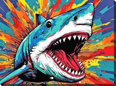 Картина маслом Акула в стиле арт №24