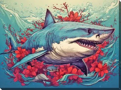 Картина маслом Акула в стиле арт №25