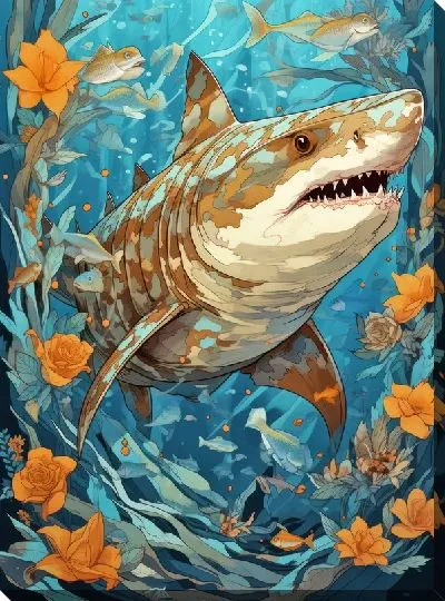 Картина маслом Акула в стиле арт №26