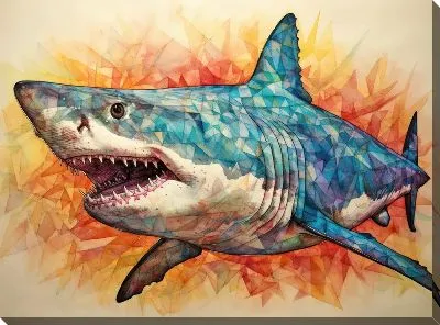 Картина маслом Акула в стиле арт №27