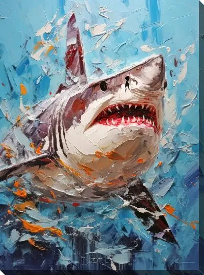 Картина маслом Акула в стиле арт №30