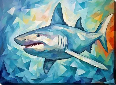 Картина маслом Акула в стиле арт №31