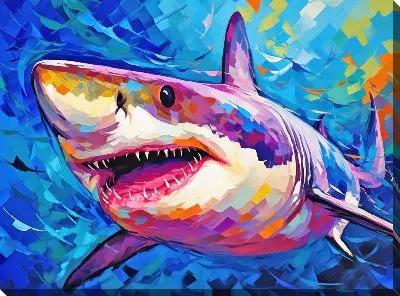Картина маслом Акула в стиле арт №33