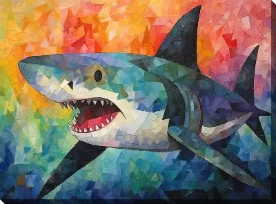 Картина маслом Акула в стиле арт №34
