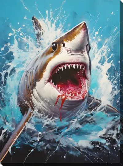 Картина маслом Акула в стиле арт №35