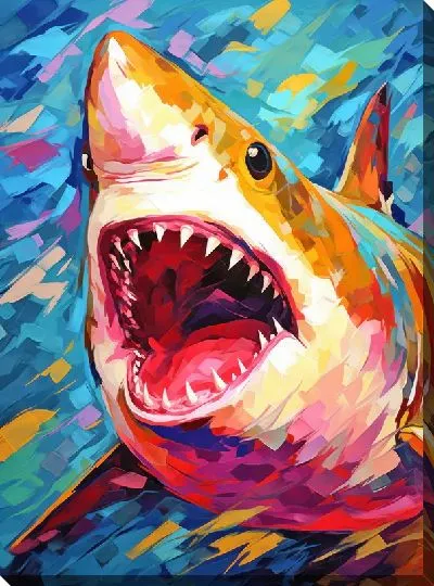 Картина маслом Акула в стиле арт №37