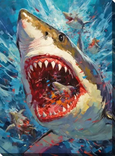 Картина маслом Акула в стиле арт №38