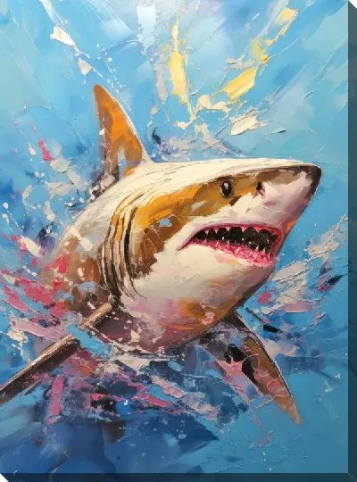 Картина маслом Акула в стиле арт №39