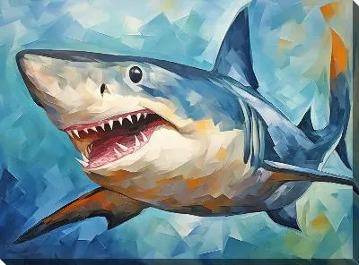 Картина маслом Акула в стиле арт №40