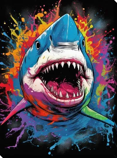 Картина маслом Акула в стиле арт №41