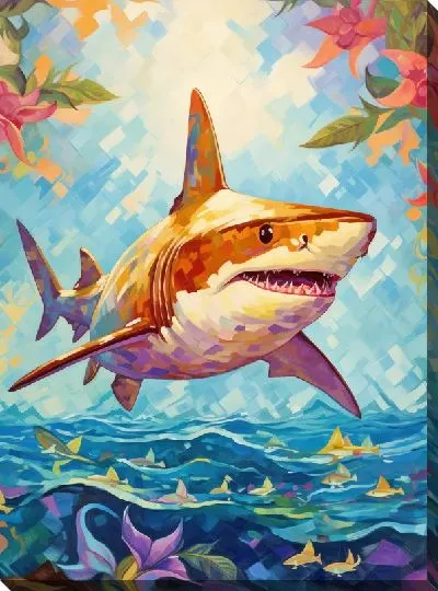 Картина маслом Акула в стиле арт №43