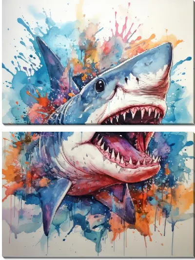 Модульная картина Акула в стиле арт №44