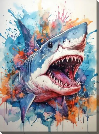 Картина маслом Акула в стиле арт №44