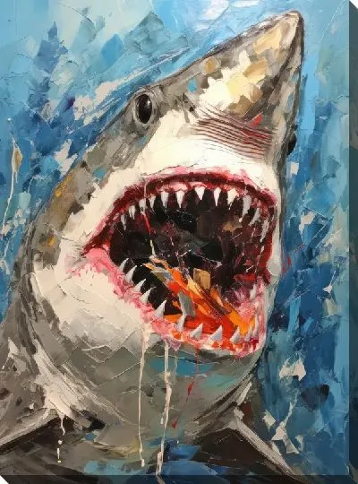 Картина маслом Акула в стиле арт №45