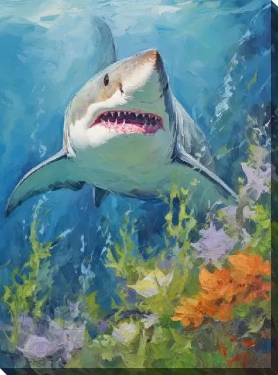 Картина маслом Акула в стиле арт №46