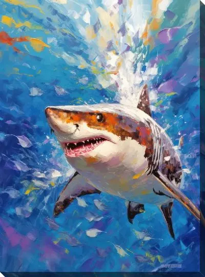 Картина маслом Акула в стиле арт №47