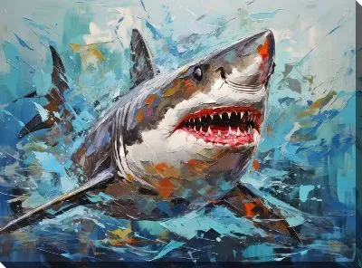Картина маслом Акула в стиле арт №48