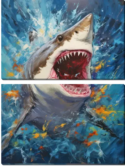 Модульная картина Акула в стиле арт №49