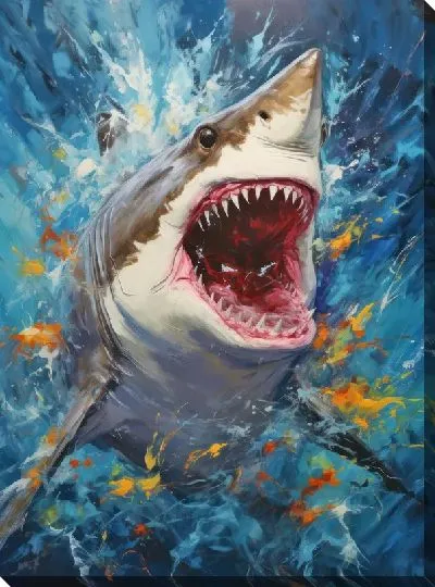Картина маслом Акула в стиле арт №49