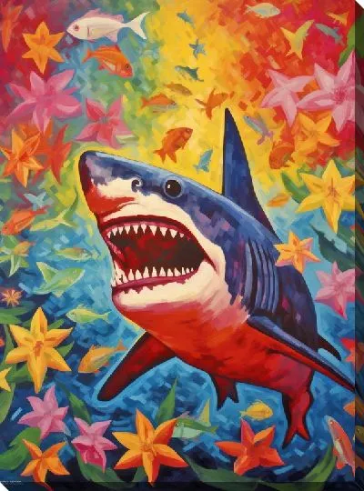 Картина маслом Акула в стиле арт №50