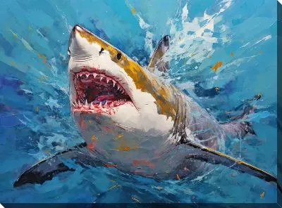 Картина маслом Акула в стиле арт №51