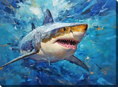 Картина маслом Акула в стиле арт №52