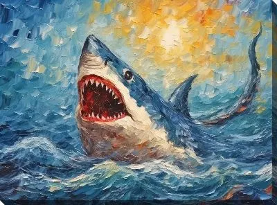 Картина маслом Акула в стиле арт №53