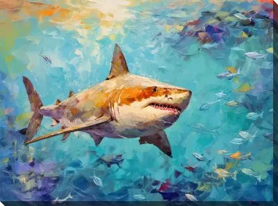 Картина маслом Акула в стиле арт №54