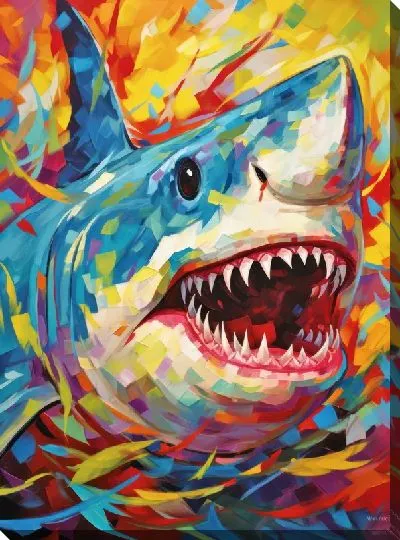 Картина маслом Акула в стиле арт №55