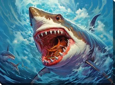 Картина маслом Акула в стиле арт №56