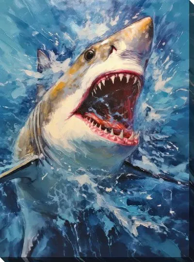 Картина маслом Акула в стиле арт №57