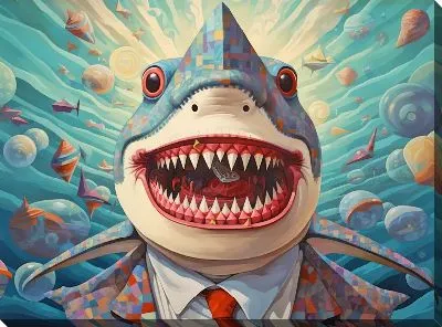 Картина маслом Акула в стиле арт №58
