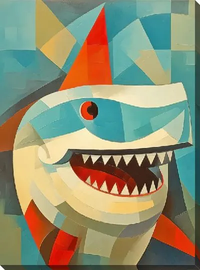 Картина маслом Акула в стиле кубизм №59