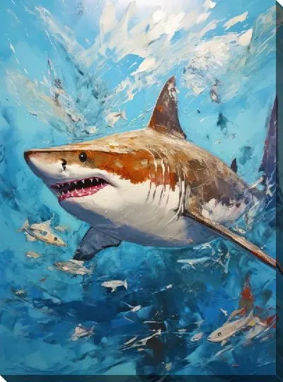 Картина маслом Акула в стиле арт №60