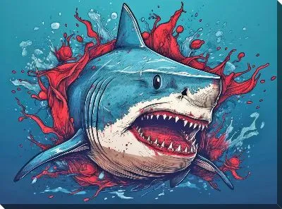 Картина маслом Акула в стиле арт №63