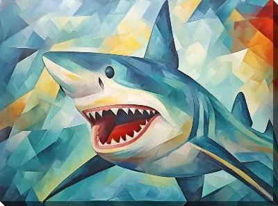 Картина маслом Акула в стиле арт №66