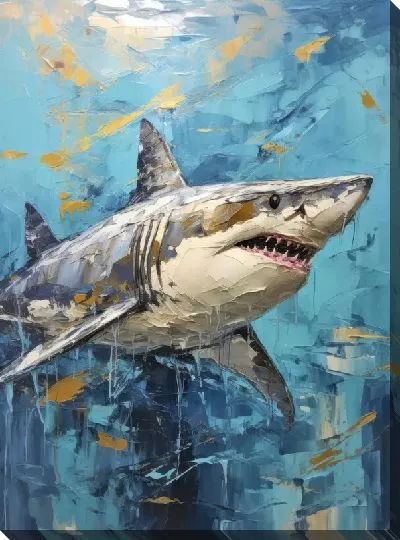 Картина маслом Акула в стиле арт №67