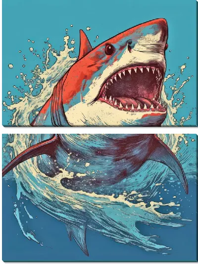 Модульная картина Акула в стиле арт №68