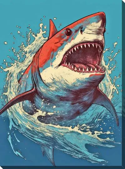 Картина маслом Акула в стиле арт №68