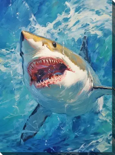 Картина маслом Акула в стиле арт №69