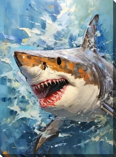Картина маслом Акула в стиле арт №70