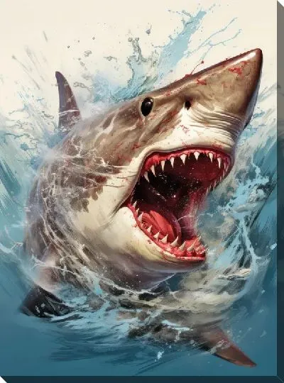 Картина маслом Акула в стиле арт №71