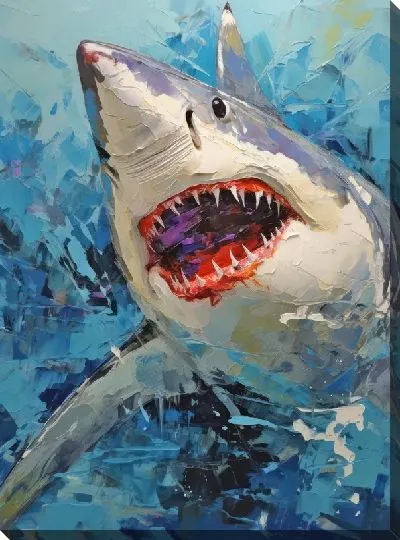 Картина маслом Акула в стиле арт №72