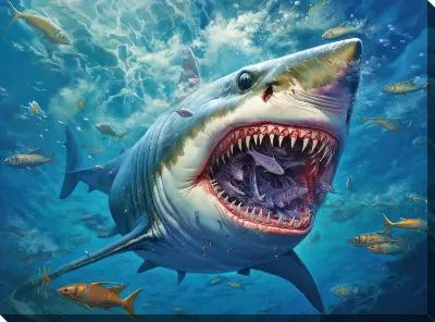 Картина маслом Акула в стиле арт №74