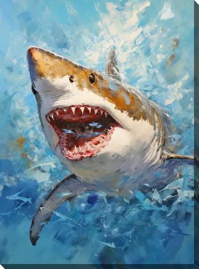 Картина маслом Акула в стиле арт №75