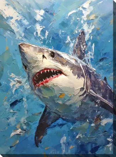 Картина маслом Акула в стиле арт №77